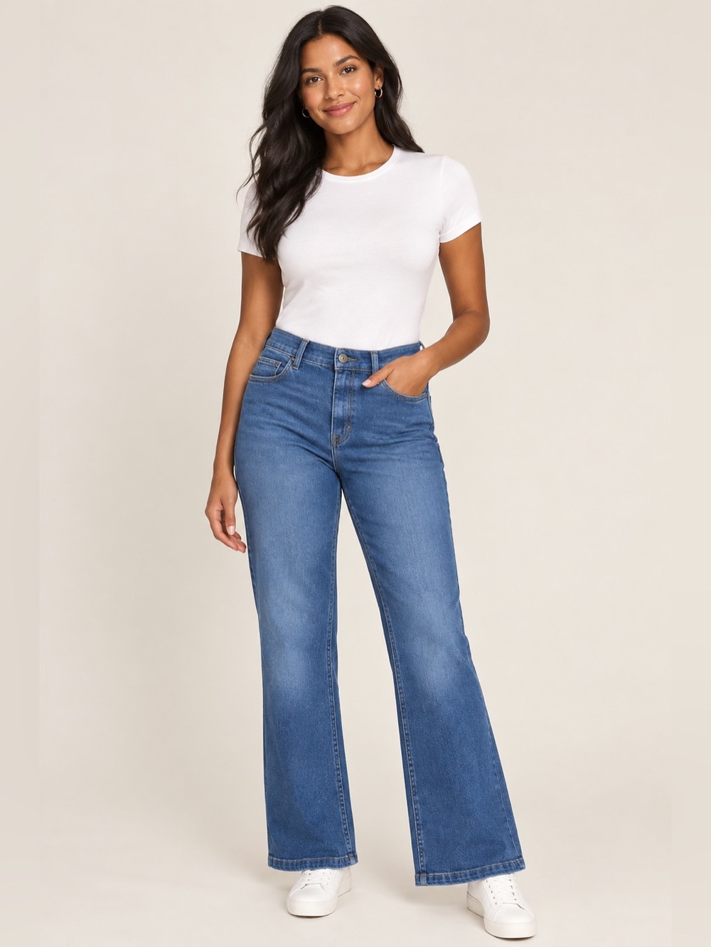 SPANX Kick Flare Jeans in Stonewashed Blue